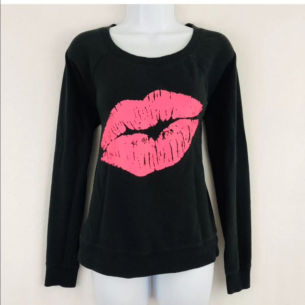 Victoria’s Secret Small Sweatshirt Black Pink Lips